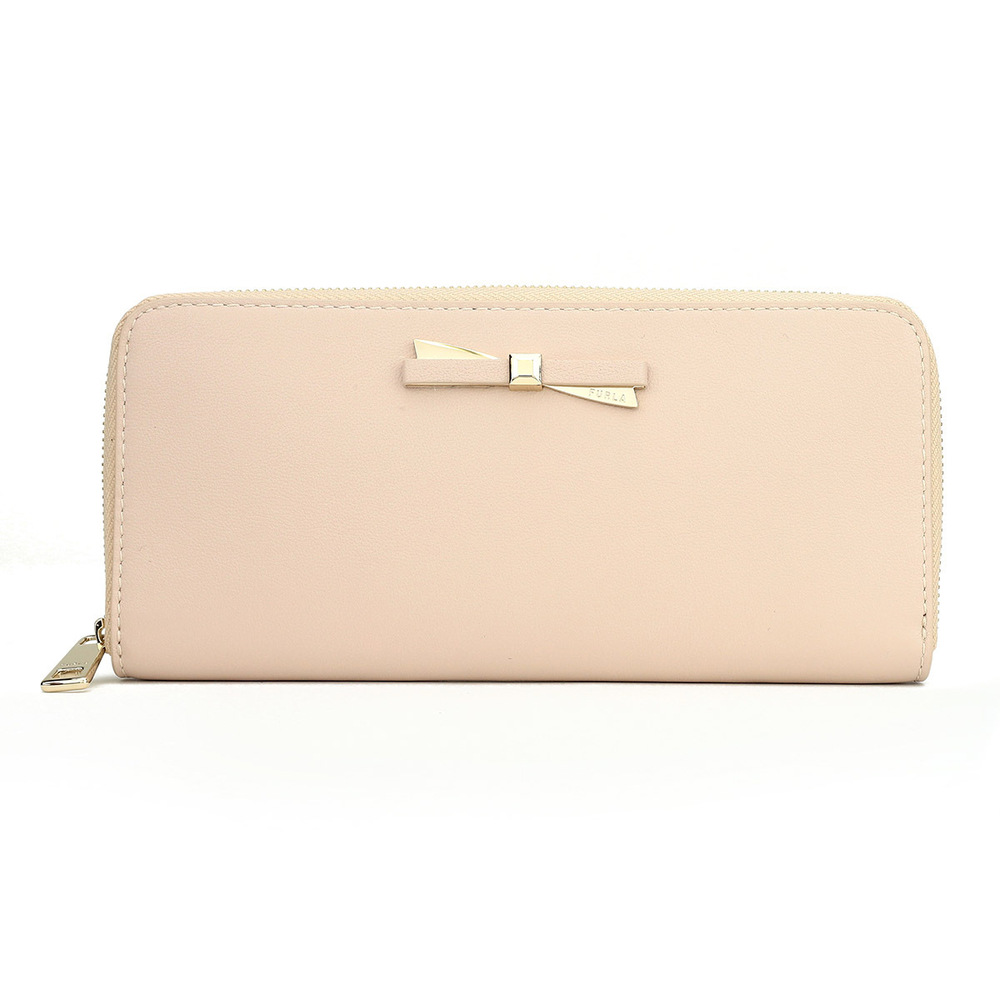 FURLA Shelly Long Wallet Round Zipper Beige